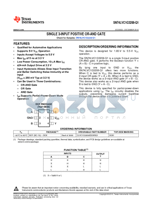 SN74LVC1G3208-Q1 datasheet - SINGLE 3-INPUT POSITIVE OR-AND GATE