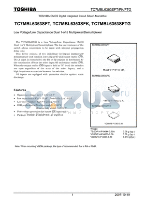 TC7MBL6353SFK datasheet - Low Voltage/Low Capacitance Dual 1-of-2 Multiplexer/Demultiplexer