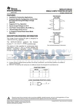 SN74LVC1G32-Q1 datasheet - SINGLE 2-INPUT POSITIVE-OR GATE