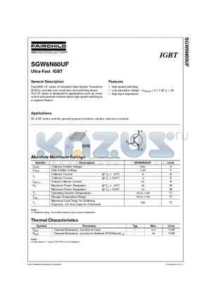 SGW6N60UF datasheet - Ultra-Fast IGBT