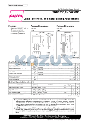 TND025F datasheet - Lamp-, solenoid-, and motor-driving Applications