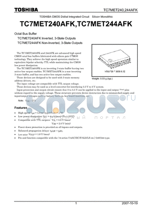 TC7MET244AFK datasheet - Inverted, 3-State Outputs