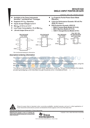 SN74LVC1G32DBV datasheet - SINGLE 2-INPUT POSITIVE-OR GATE