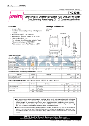 TND303 datasheet - General Purpose Driver for PDP Sustain Pulse Drive, DC / AC Motor Drive, Switching Power Supply, DC / DC Converter Applications