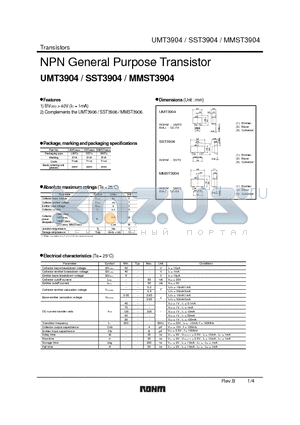 UMT3904 datasheet - NPN General Purpose Transistor