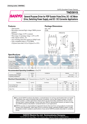 TND301S datasheet - General Purpose Driver for PDP Sustain Pulse Drive, DC / AC Motor Drive, Switching Power Supply, and DC / DC Converter Applications