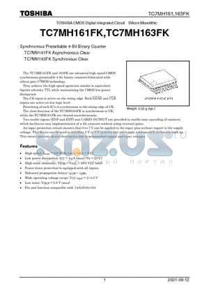 TC7MH161FK datasheet - TOSHIBA CMOS Digital Integrated Circuit Silicon Monolithic