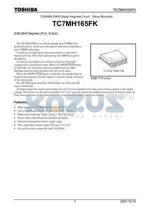 TC7MH165FK_07 datasheet - 8-Bit Shift Register (P-In, S-Out)