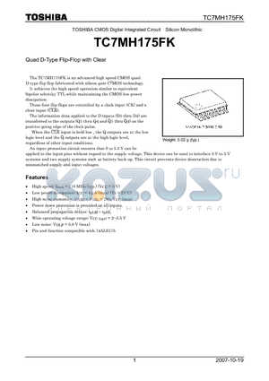 TC7MH175FK datasheet - Quad D-Type Flip-Flop with Clear