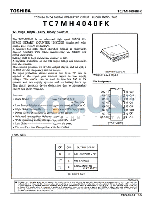 TC7MH4040FK datasheet - 12-STAGE RIPPLE-CARRY BINARY COUNTER