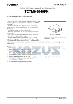 TC7MH4040FK datasheet - 12-Stage Ripple-Carry Binary Counter