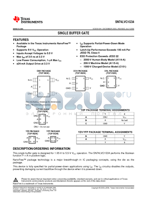 SN74LVC1G34 datasheet - SINGLE BUFFER GATE