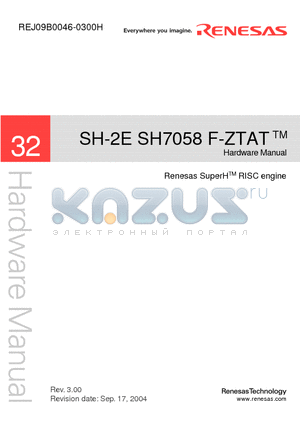 SH-2E datasheet - Renesas SuperHTM RISC engine