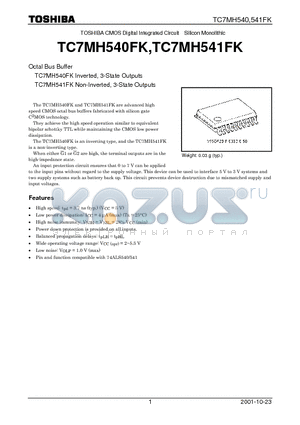 TC7MH541FK datasheet - Inverted, 3-State Outputs