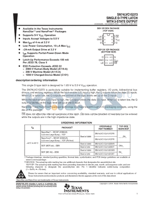 SN74LVC1G373DCKT datasheet - SINGLE D-TYPE LATCH