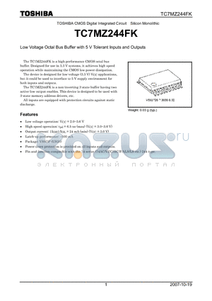 TC7MZ244FK datasheet - Low Voltage Octal Bus Buffer with 5 V Tolerant Inputs and Outputs