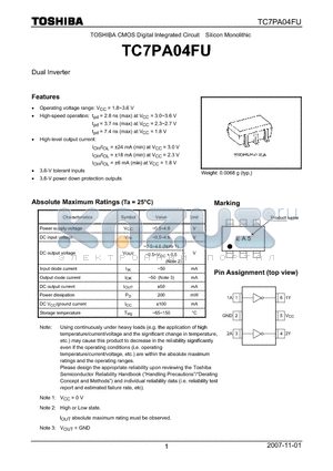 TC7PA04FU datasheet - Dual Inverter
