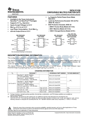 SN74LVC1G58DCKR datasheet - CONFIGURABLE MULTIPLE-FUNCTION GATE