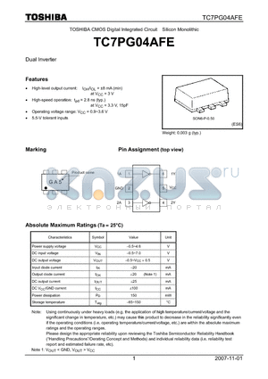 TC7PG04AFE datasheet - Dual Inverter