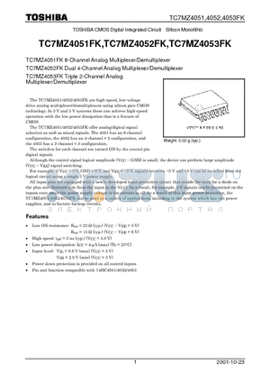 TC7MZ4051FK datasheet - TOSHIBA CMOS Digital Integrated Circuit Silicon Monolithic