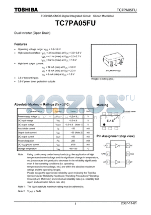 TC7PA05FU datasheet - Dual Inverter (Open Drain)