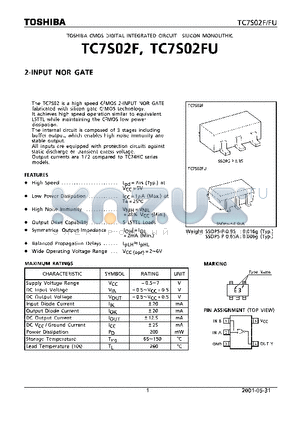 TC7S02FU datasheet - 2-INPUT NOR GATE