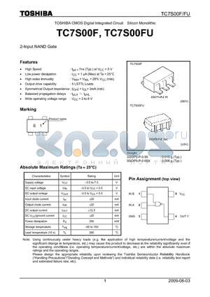 TC7S00F_09 datasheet - TOSHIBA CMOS Digital Integrated Circuit Silicon Monolithic