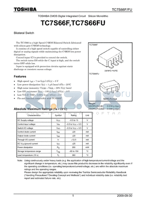 TC7S66F_09 datasheet - TOSHIBA CMOS Digital Integrated Circuit Silicon Monolithic