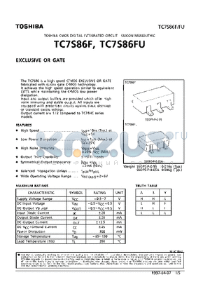 TC7S86F datasheet - EXCLUSIVE OR GATE