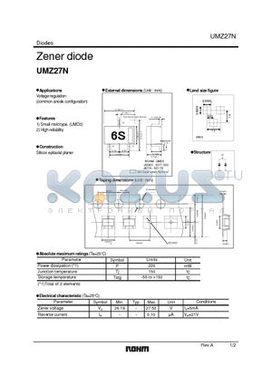 UMZ27N datasheet - Zener diode