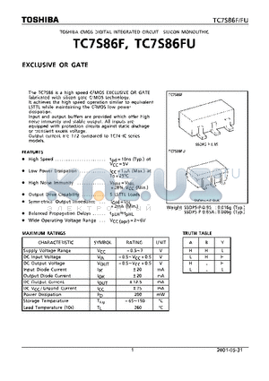 TC7S86F datasheet - EXCLUSIVE OR GATE