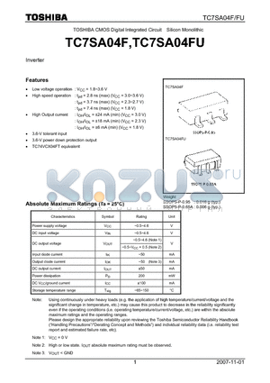 TC7SA04FU datasheet - Inverter