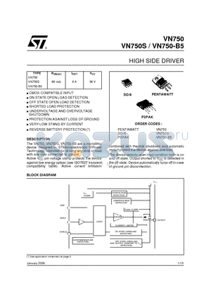 VN750S datasheet - HIGH SIDE DRIVER