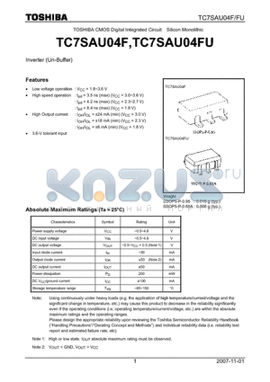 TC7SAU04F_07 datasheet - Inverter (Un-Buffer)