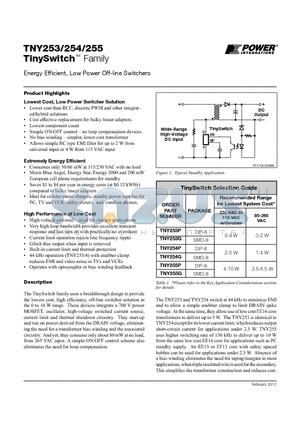 TNY254P datasheet - Energy Efficient, Low Power Off-line Switchers