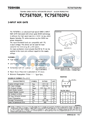 TC7SET02FU datasheet - 2-INPUT NOR GATE