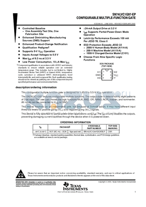 SN74LVC1G97-EP datasheet - CONFIGURABLEMULTIPLE-FUNCTION GATE