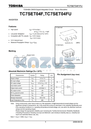 TC7SET04F_09 datasheet - TOSHIBA CMOS Digital Integrated Circuit Silicon Monolithic