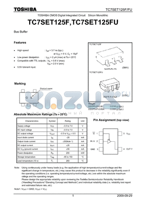 TC7SET125F_09 datasheet - TOSHIBA CMOS Digital Integrated Circuit Silicon Monolithic