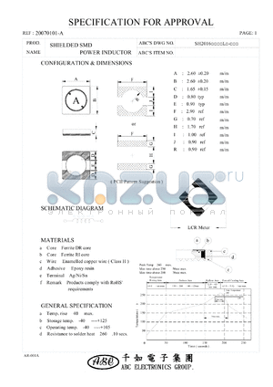 SH20163R0YL datasheet - SHIELDED SMD POWER INDUCTOR