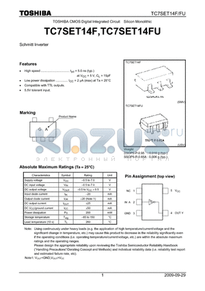 TC7SET14F datasheet - TOSHIBA CMOS Digital Integrated Circuit Silicon Monolithic