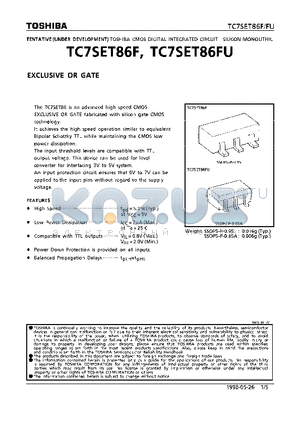 TC7SET86FU datasheet - EXCLUSIVE OR GATE