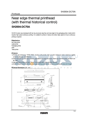 SH2004-DC70A datasheet - Near edge thermal printhead (with thermal historical control)