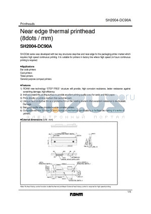 SH2004-DC90A datasheet - Near edge thermal printhead (8dots / mm)