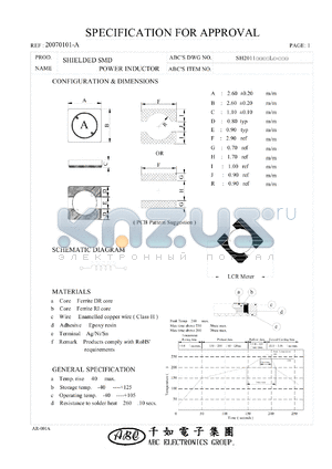 SH20111R5YL datasheet - SHIELDED SMD SHIELDED SMD