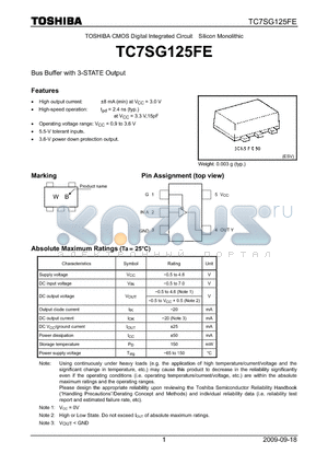 TC7SG125FE_09 datasheet - Bus Buffer with 3-STATE Output