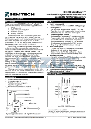 SH3000 datasheet - Low-Power Programmable Multifunction Support IC for Microcontrollers