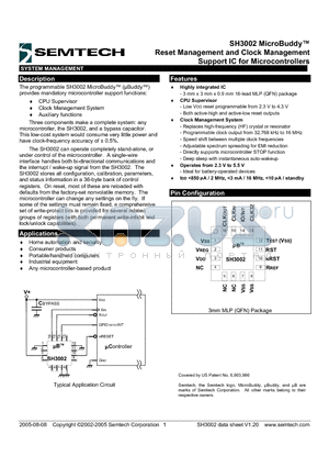 SH3000EK datasheet - Reset Management and Clock Management Support IC for Microcontrollers