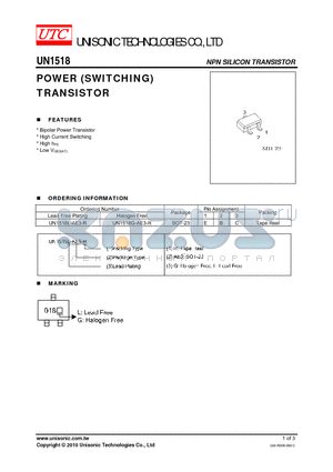 UN1518 datasheet - POWER (SWITCHING) TRANSISTOR