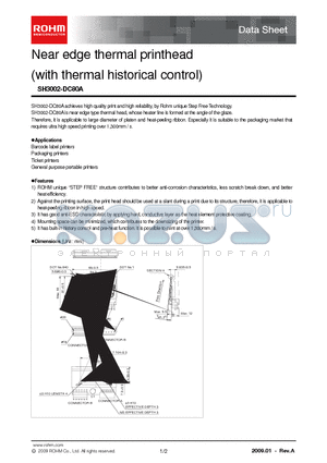 SH3002-DC80A datasheet - Near edge thermal printhead (with thermal historical control)